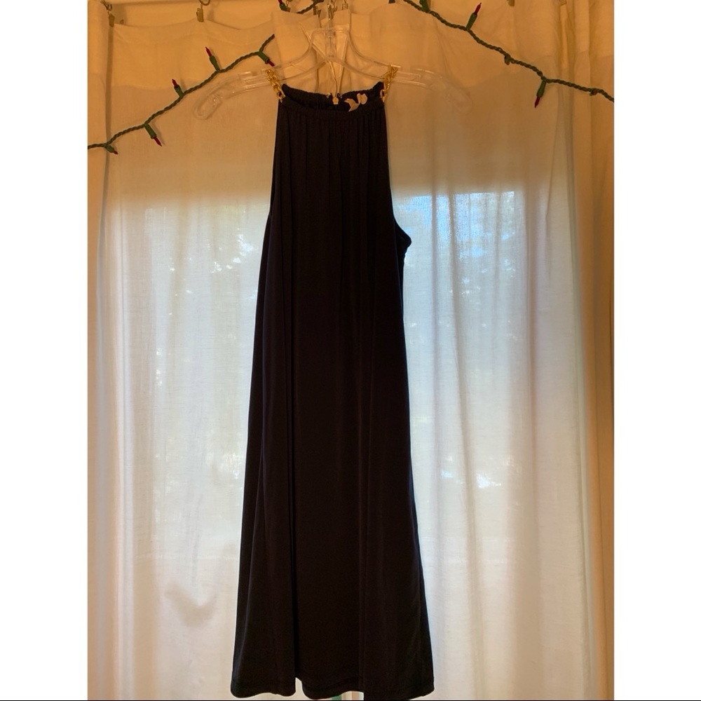 True Navy (poor lighting) dress with gold chain. Size small. Micheal Kors brand.